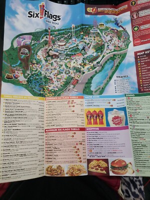 2017 Six Flags Over Texas Amusement Theme Park Brochure Guide Map