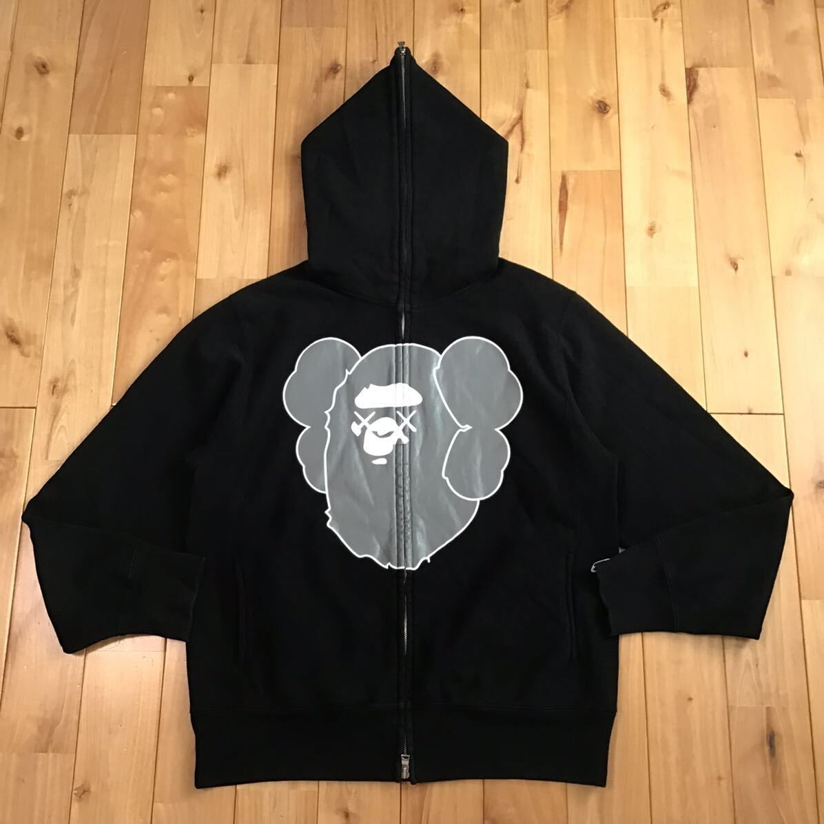 BAPE × KAWS ape head full zip hoodie a bathing ape NIGO Black Size