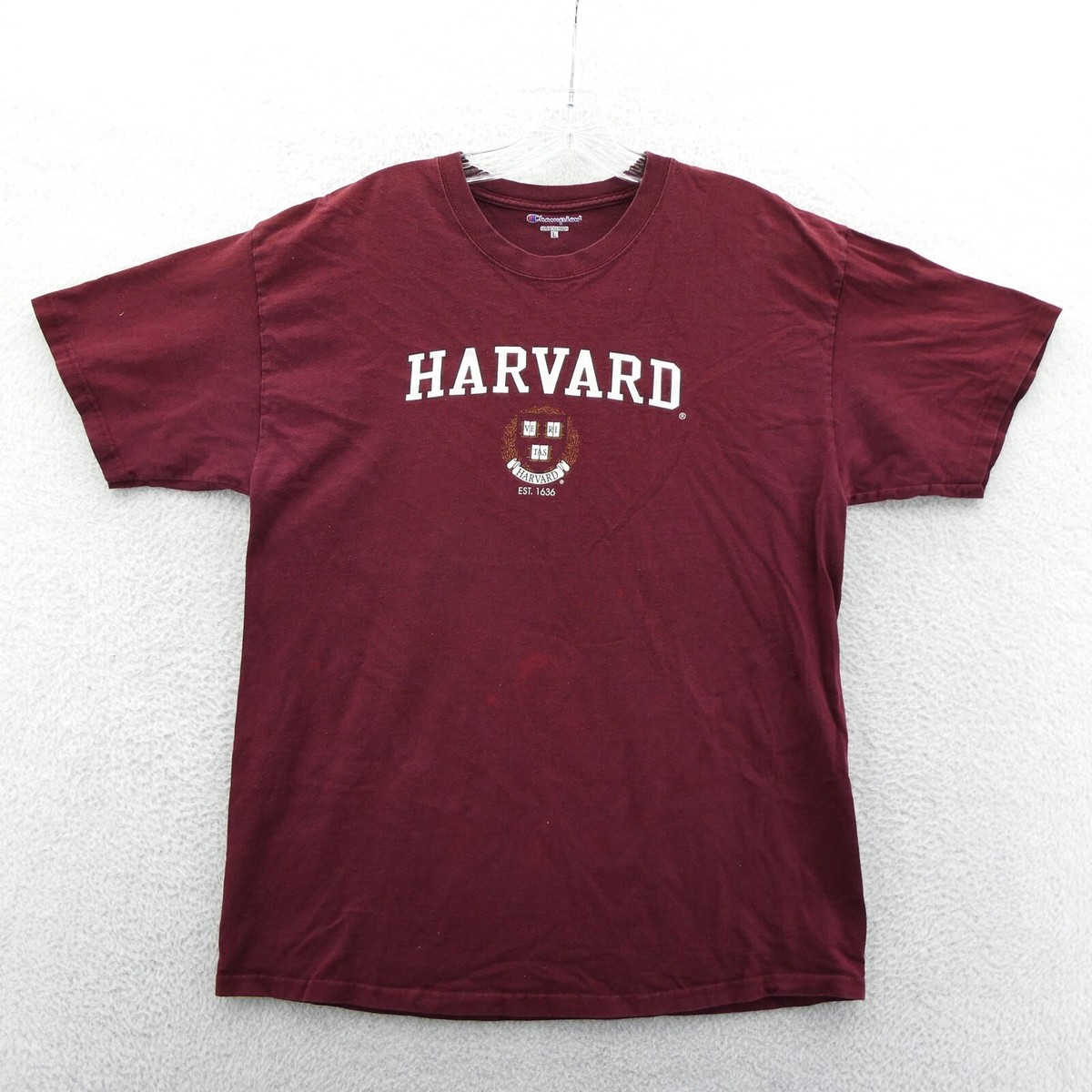 Harvard Shirt Mens Large Red Champion Tee Short Sleeve College