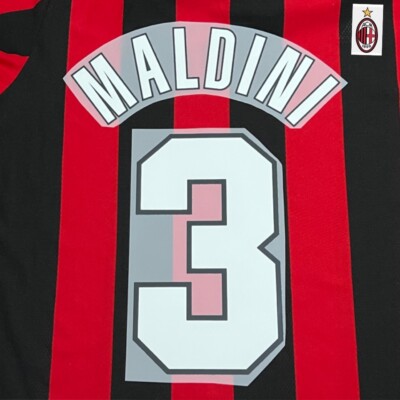 AC MILAN MALDINI #3 Home Name print and number 1998/00 Heat