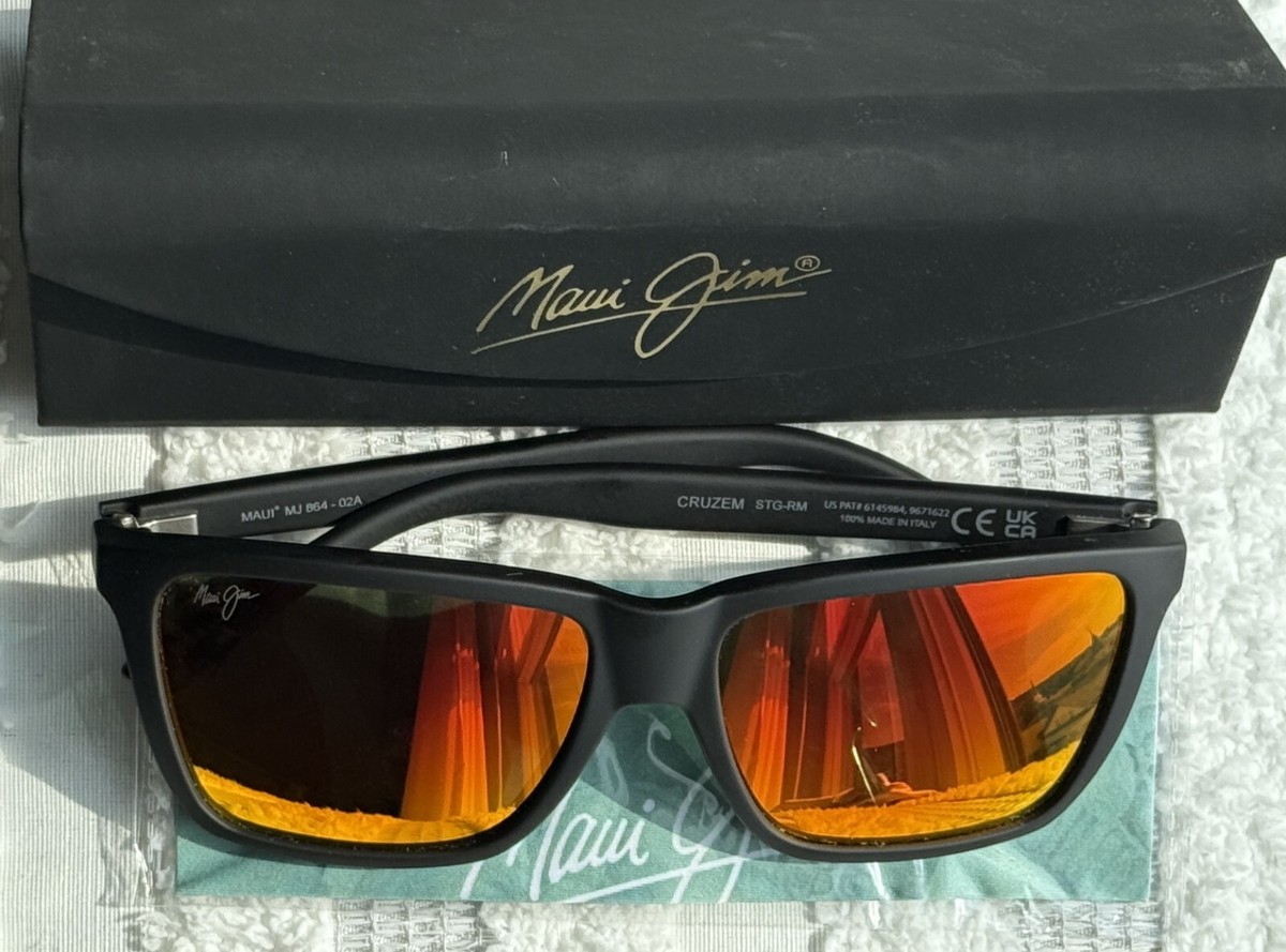Maui Jim Cruzem MJ 864 02A Matte Black Rubber Frame & Hawaii Lava