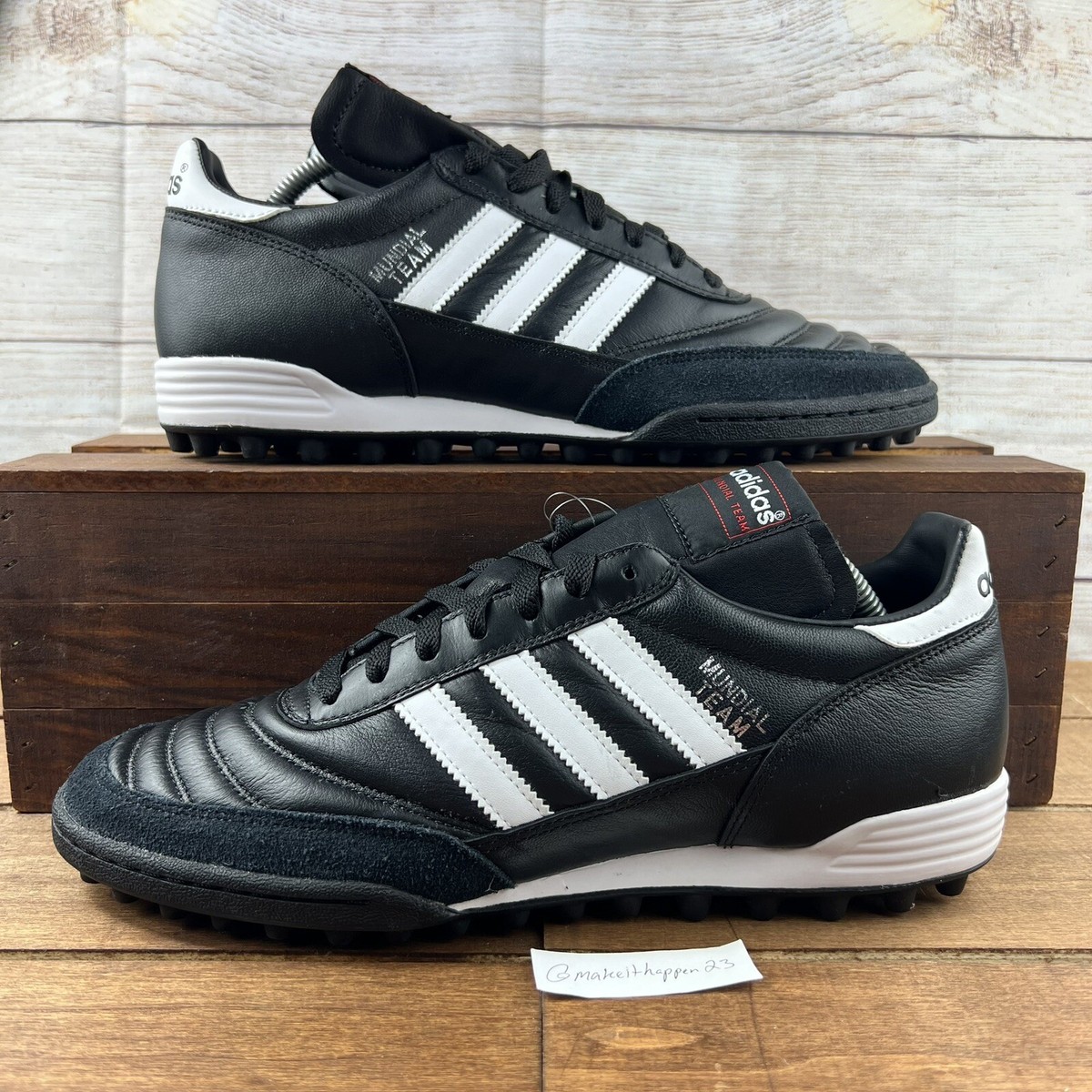 Adidas Mundial Team Black White Turf Soccer Shoes 019228 Men Size