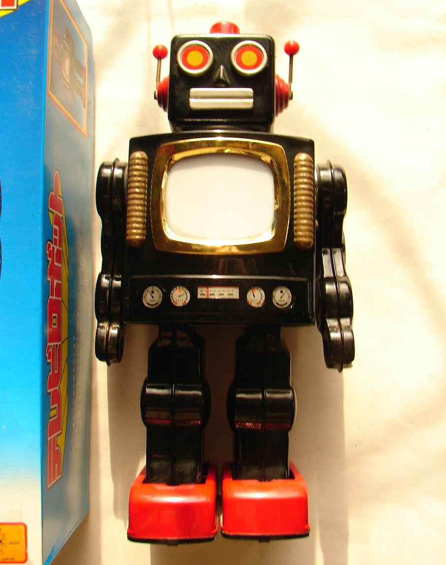 TELEVISION ROBOT Battery Operated Made in Japan RM Metal house