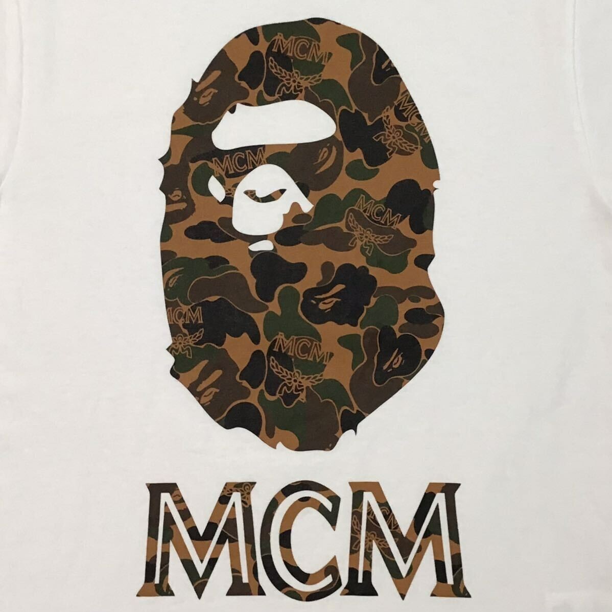 MCM × BAPE camo APE HEAD T-shirt White A Bathing Ape Size S | eBay
