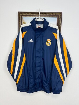 Vintage 90's Adidas Real Madrid Football Jacket Hooded Windbreaker