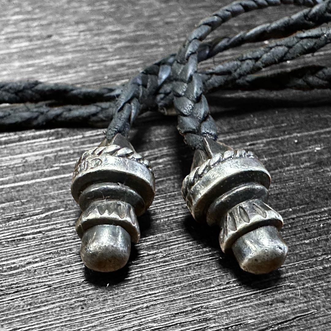 Chrome Hearts Silver Roller Pendant Leather Shoe Lace Stopper Used