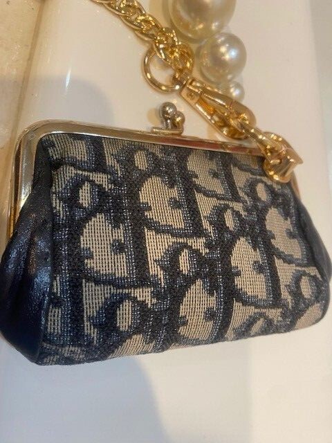 Authentic Christian DIOR Monogram Vintage Gold Kiss lock Coin