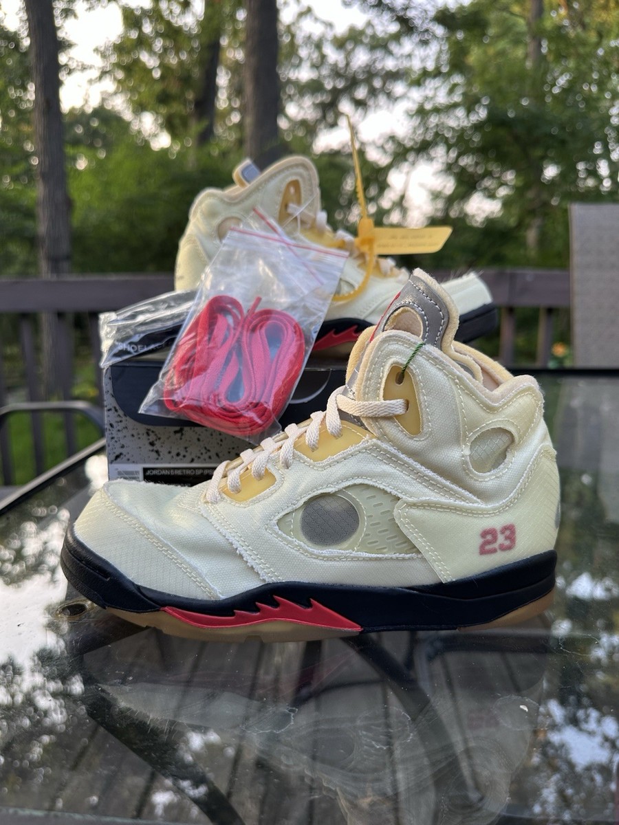 Jordan 5 x Off-White AJ5 Sail US Size 2Y (PS) CV4827-100 Deadstock