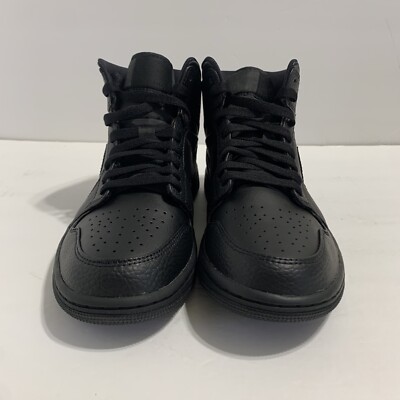 Nike Air Jordan 1 Mid Triple Black Mens Shoes Size 7.5/ Womens 9
