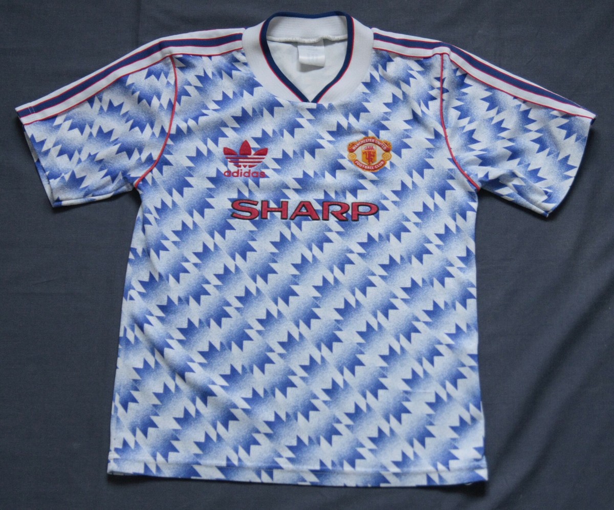 Manchester Utd Adidas 1990-1992 Away Football Shirt Jersey Boys YS