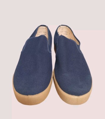 Vtg Nos 1960's Blue Canvas Slip On Wino Shoes Size Mens 7.5 zig