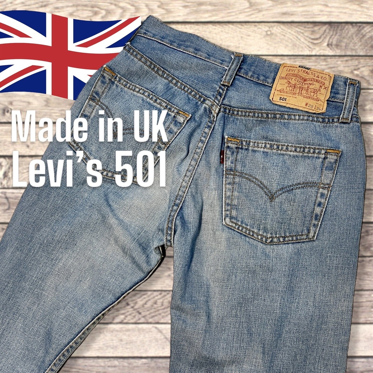 Vintage Levis 501 Made in UK 28x34 (26x26) Raw Hem Women Men