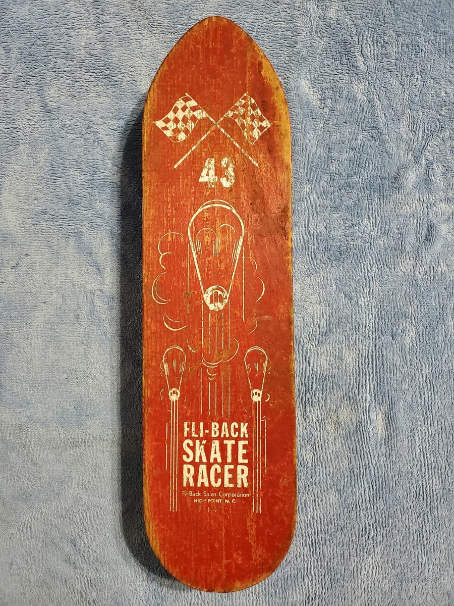 Vintage 43 Fli-Back Skate Racer Skateboard Antique with Steel