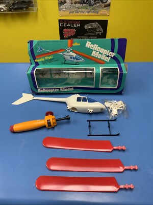 Vintage Pull Cord Helicopter Model # 7671 with Original Box Hong