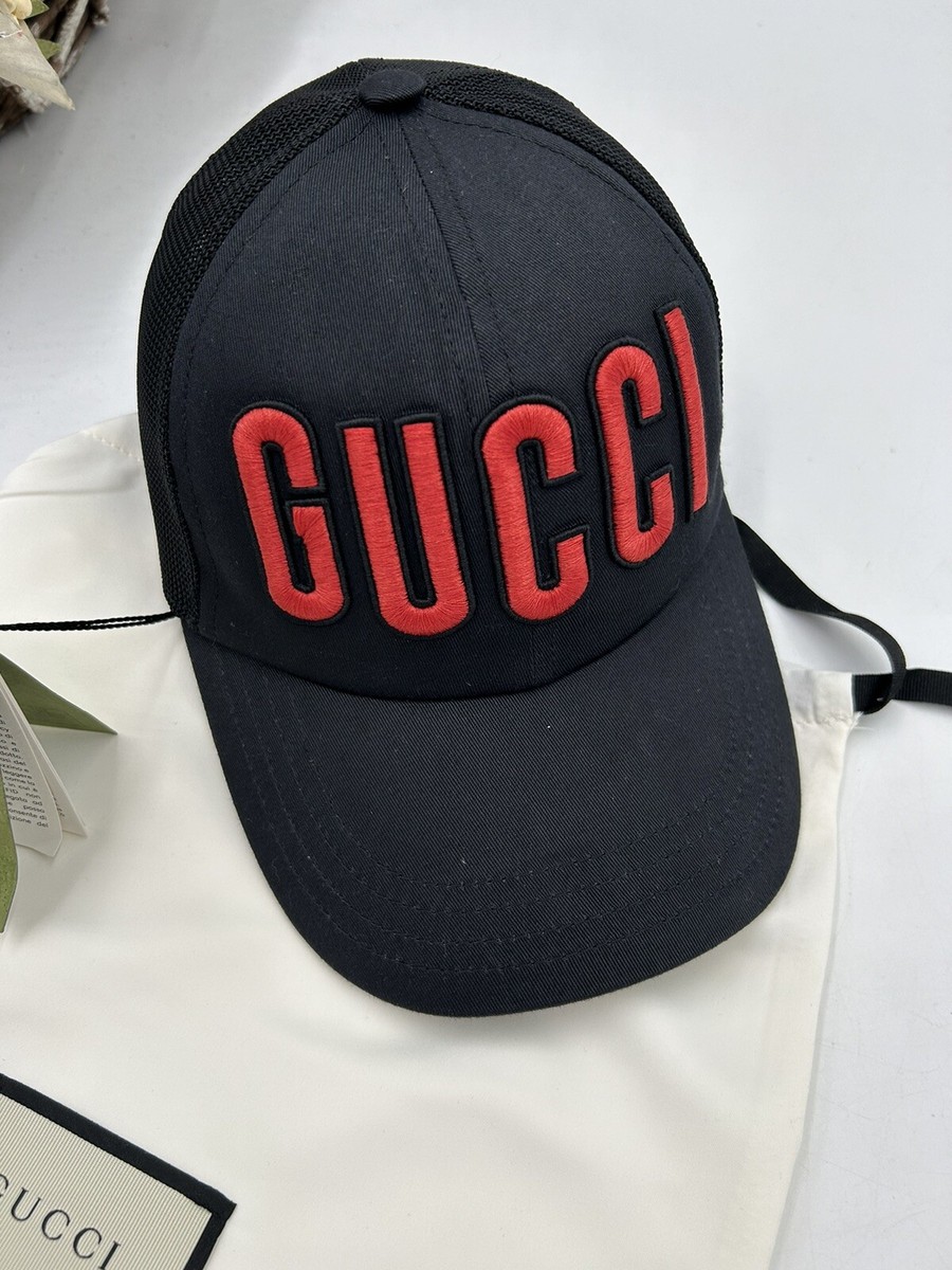 Gucci ベレー帽 黒と赤 GGロゴ GG クロシェ ベレーハット ・ブラック