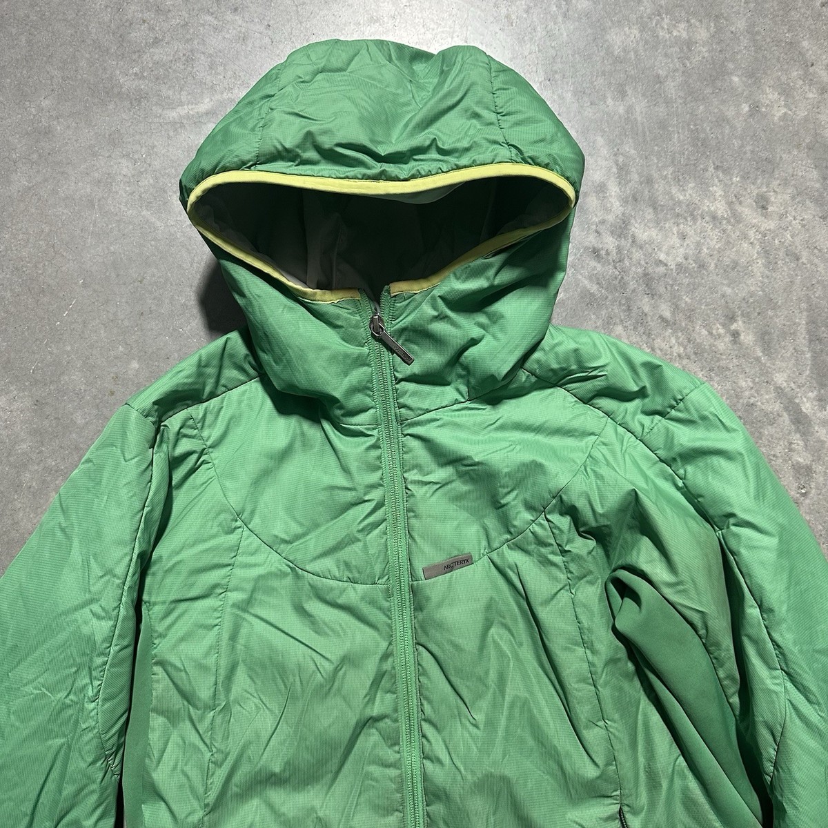 Arcteryx Ceva Puffer Jacket Hooded Womens L Full Zip Green