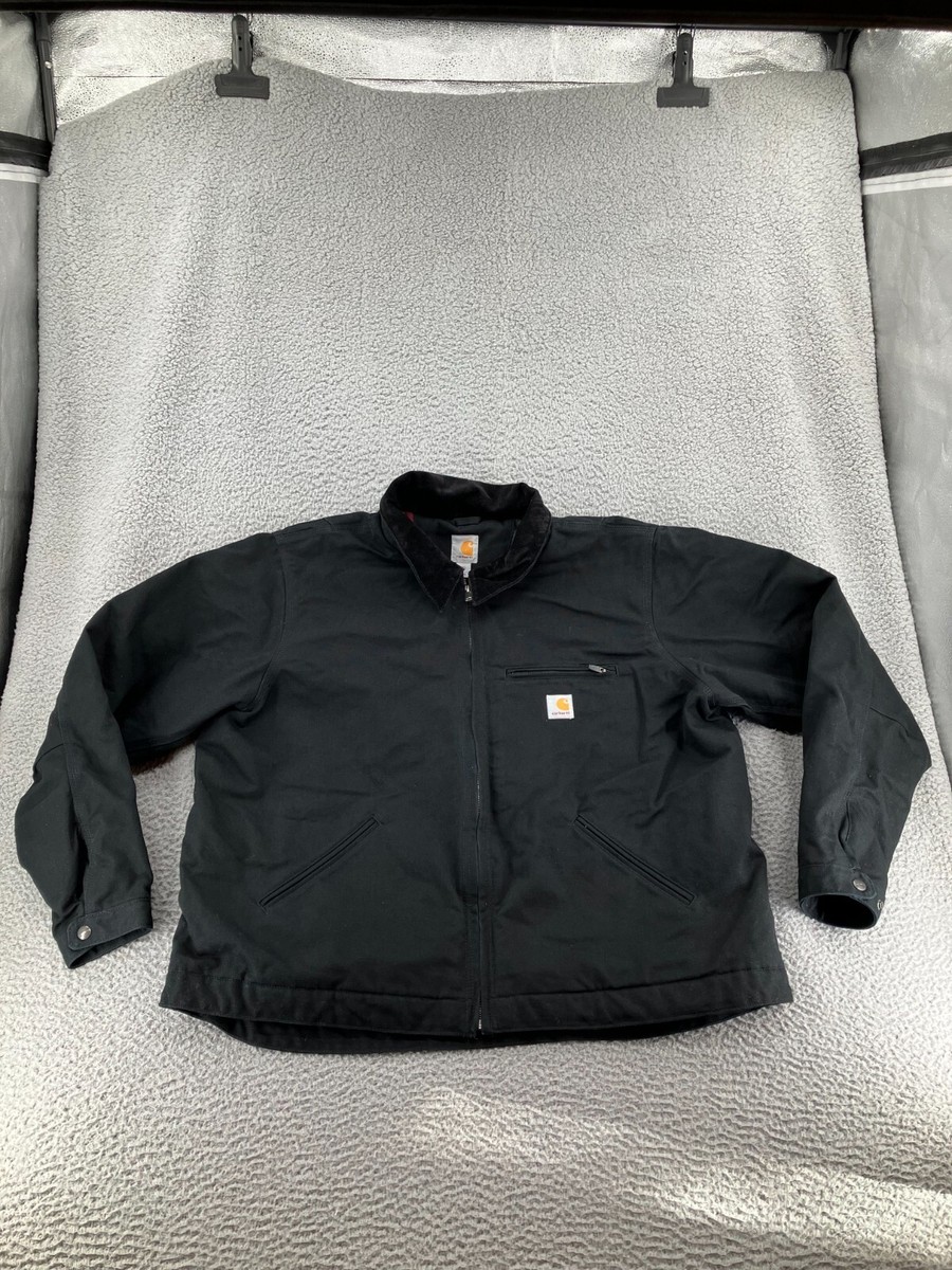 Carhartt Detroit Jacket Mens 2XL XXL Black Blanket Lined Canvas