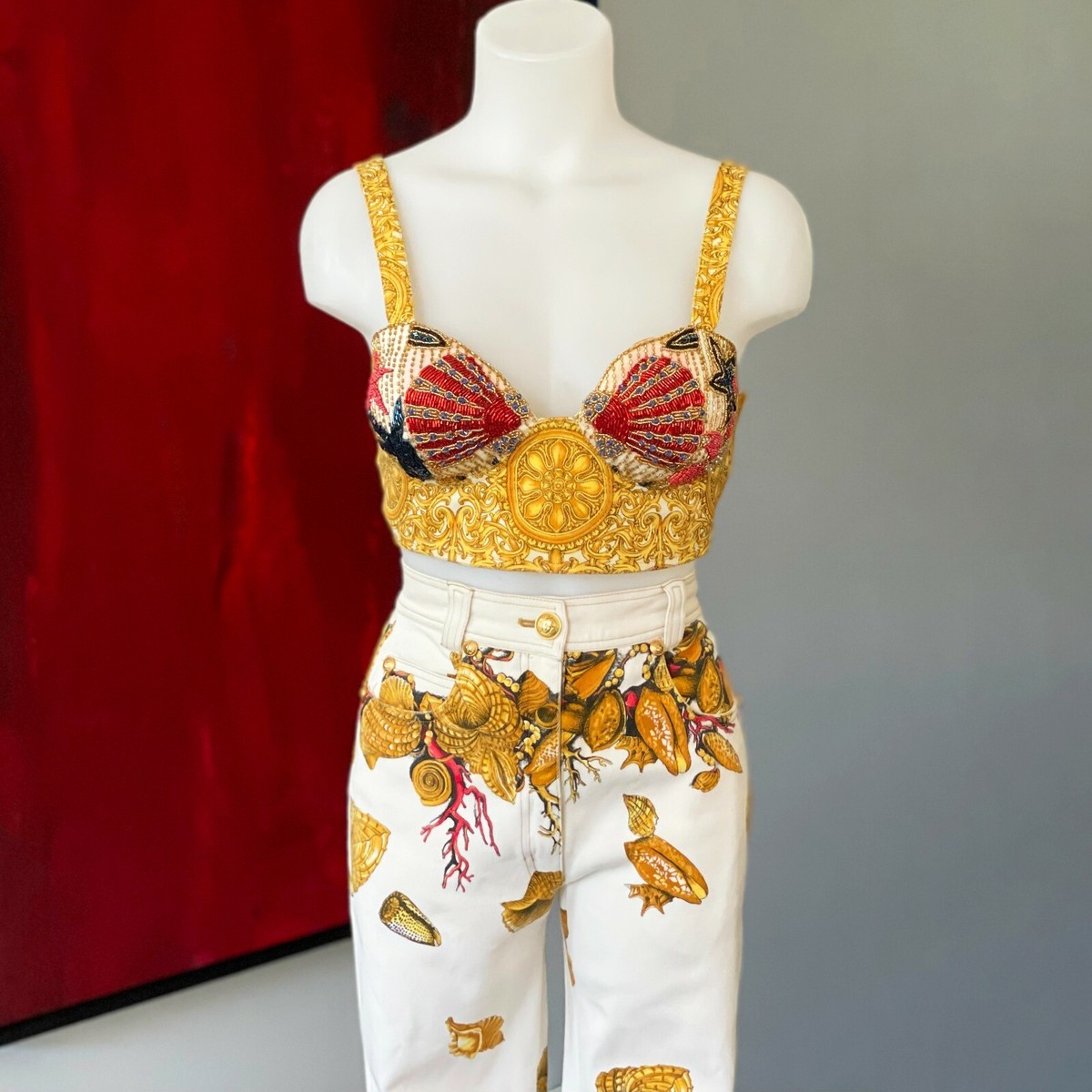 GIANNI VERSACE Bustier Seashell Starfish Baroque beaded size IT 42