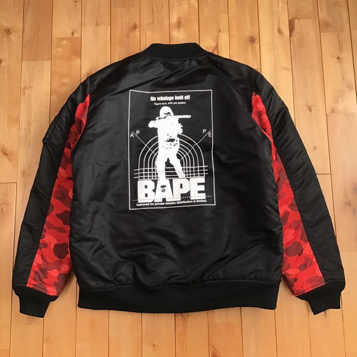 BAPE HUNTING LOGO MA-1 Bomber Jacket Red camo A Bathing Ape Size
