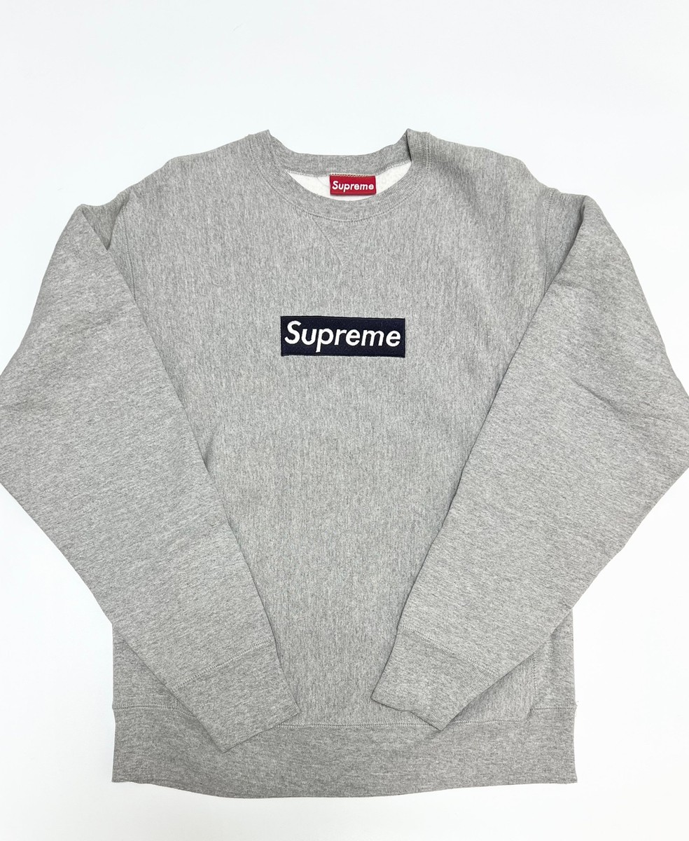 Supreme box logo crewneck navy on grey 90s | eBay