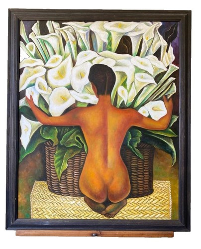 DIEGO RIVERA, THE FLOWER SELLER,1942, AUTHENTIC 1980's SMALL ART