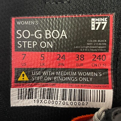 Mine77 Women's 7 RARE Burton Step On Set up (with bags) | eBay