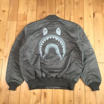 BAPE SHARK MA-1 bomber jacket gray A Bathing Ape Size S | eBay