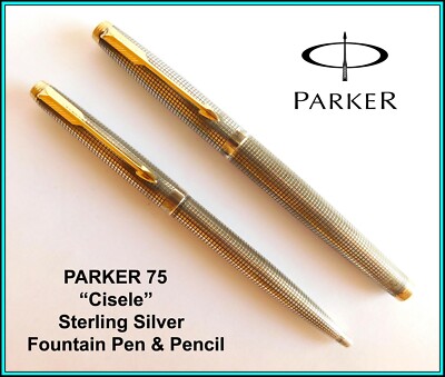 VINTAGE PARKER 75 Sterling Silver Set: Fountain & Ballpoint Pens