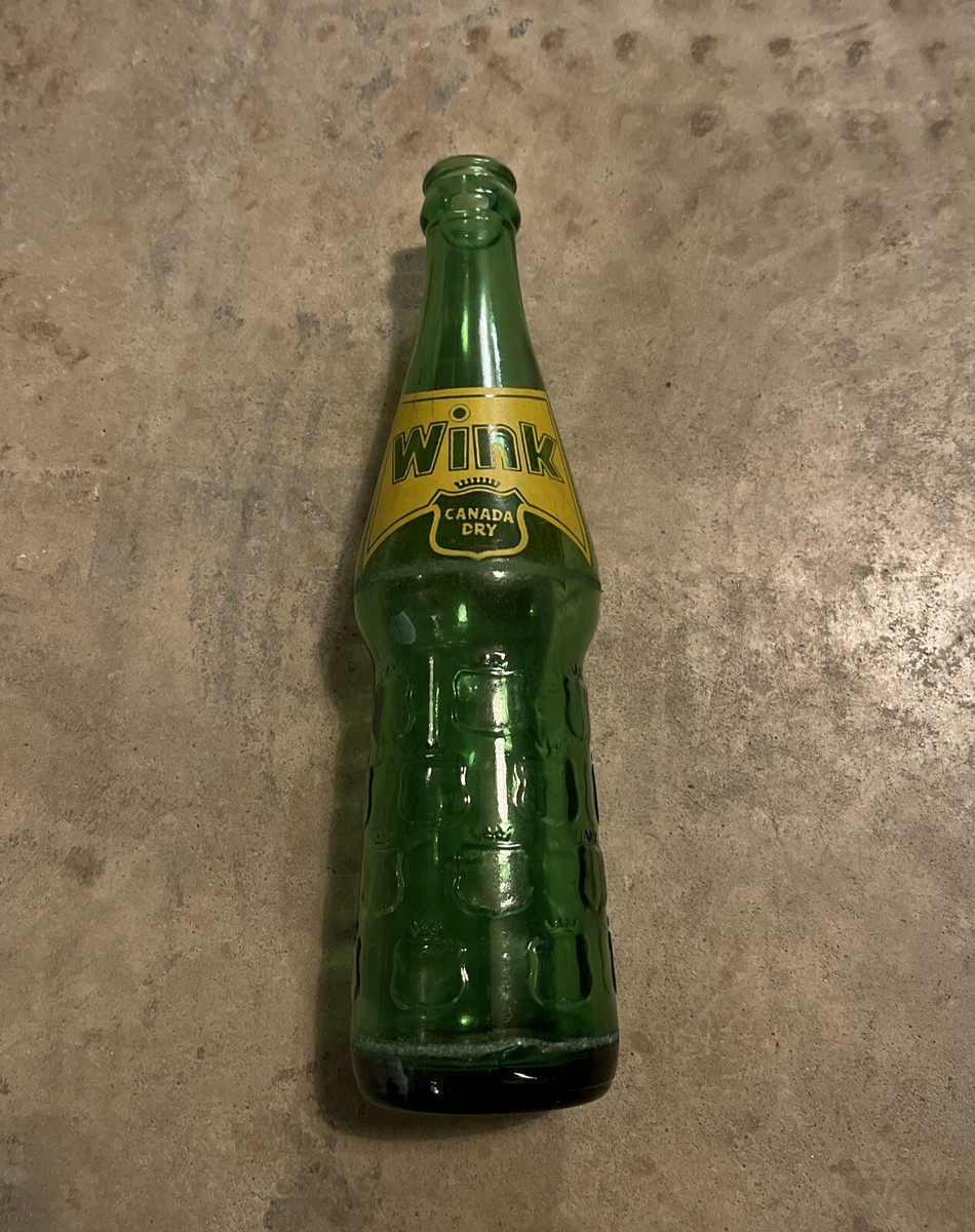 Vintage Wink Soda Pop Bottle MEXICO 1960'S 60s Canada Dry Green