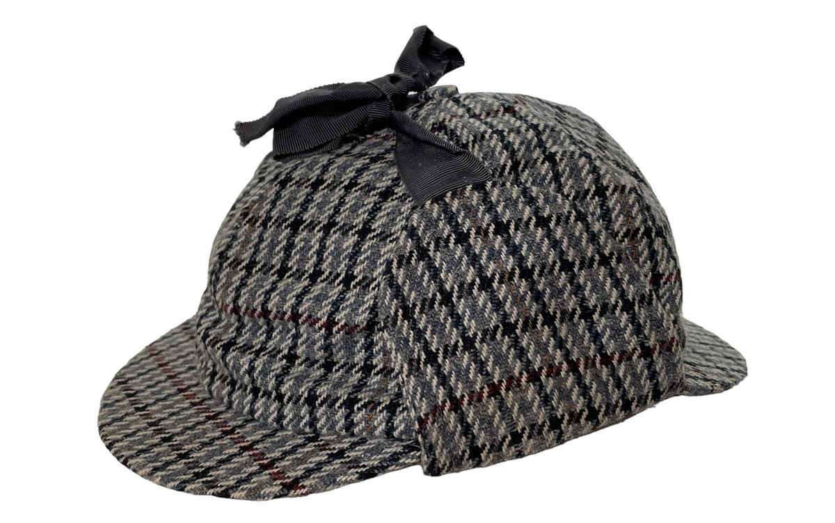 Vintage Deerstalker Hat Blue Gray Tweed Size 6 5/8 Sherlock Holmes