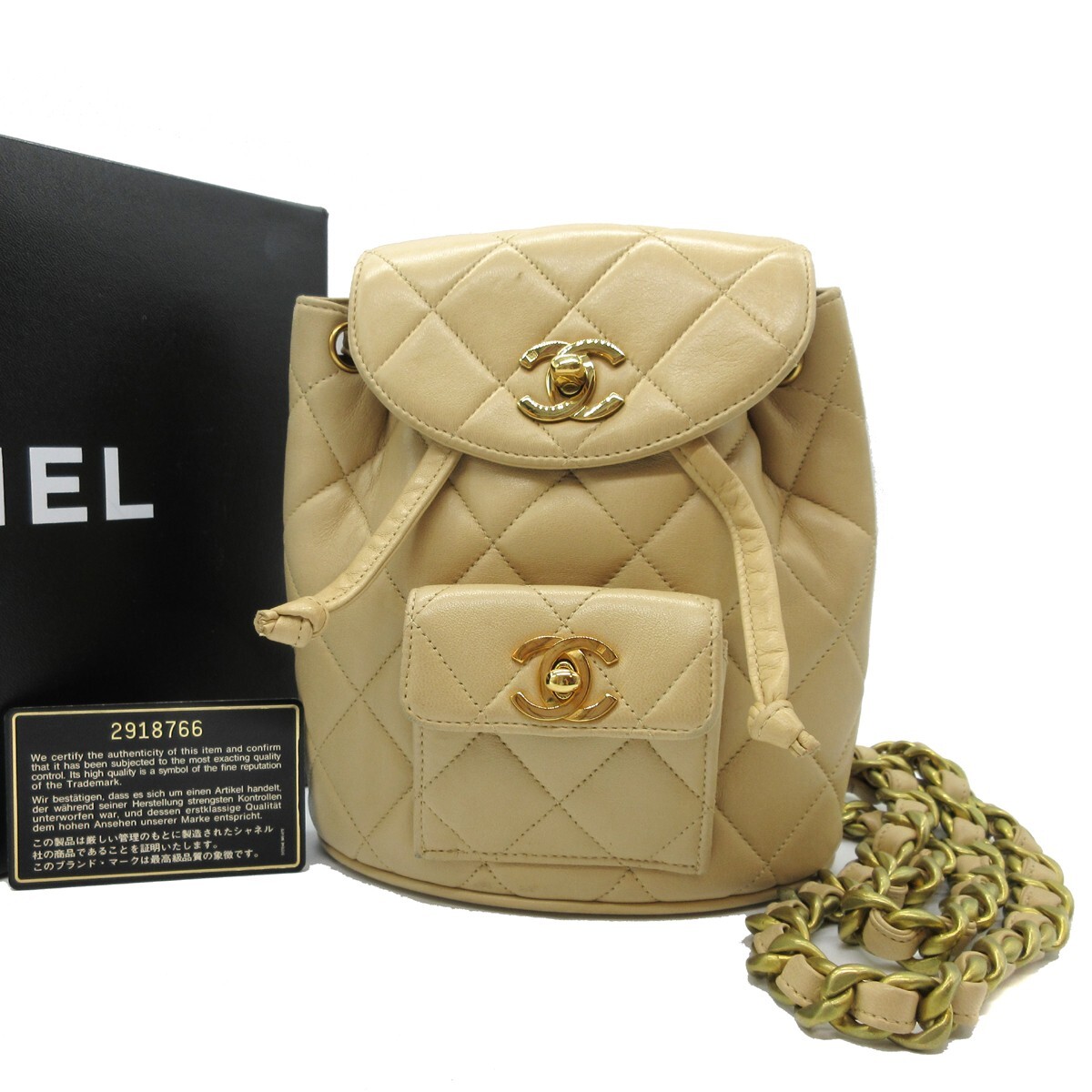 CHANEL CC Logo Matelasse MIni Chain Duma Backpack Bag Leather