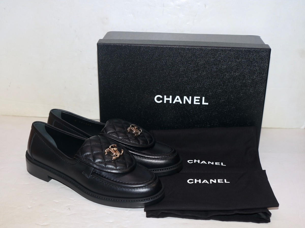 CHANEL Black Quilted Flap Turnlock CC Logo Mule Slip On Flat