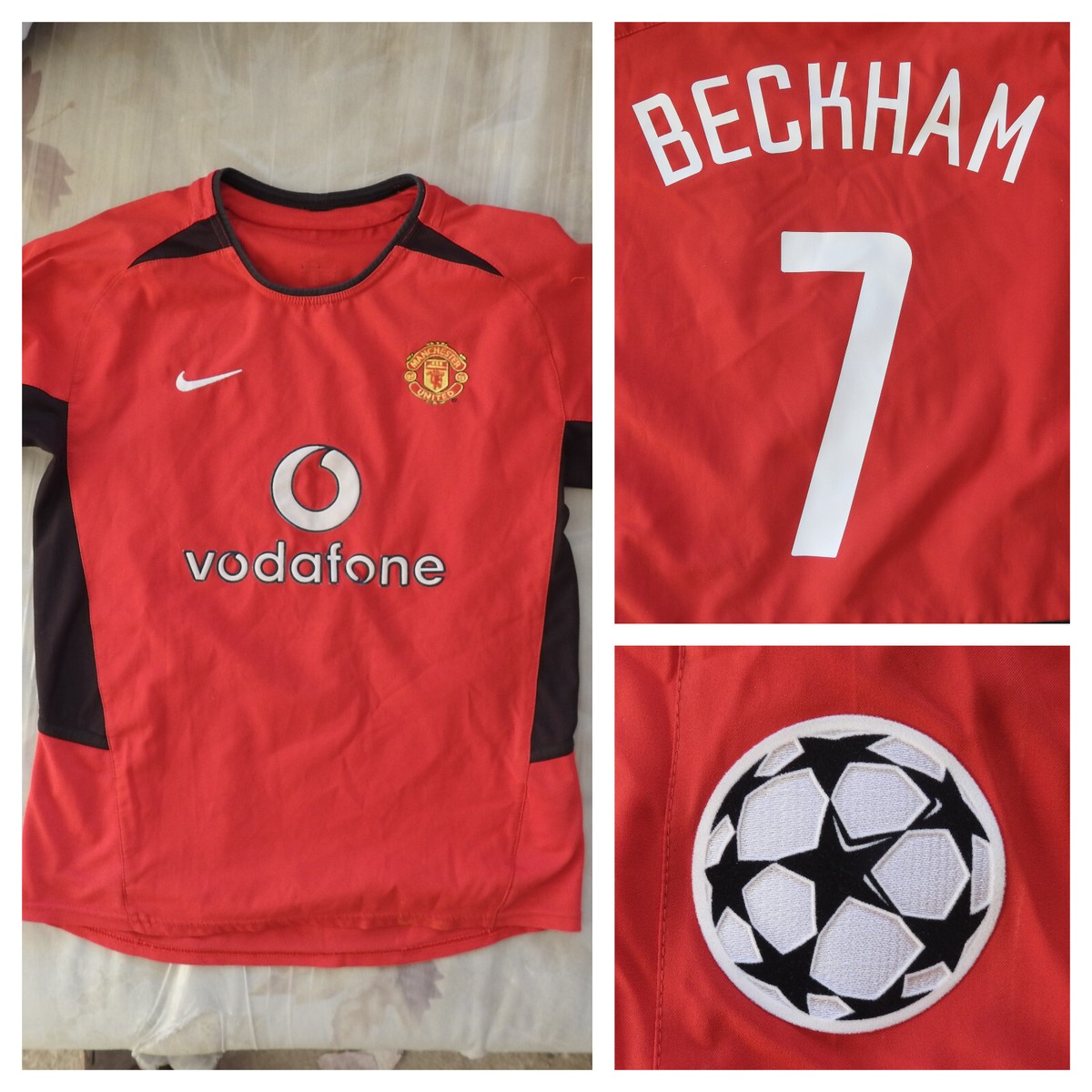 Manchester United 2003 Home Jersey #7 Beckham Nike Red Shirt Size