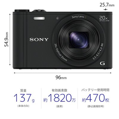 Sony Cyber-Shot WX350 18.2MP Digital Camera - Black for sale