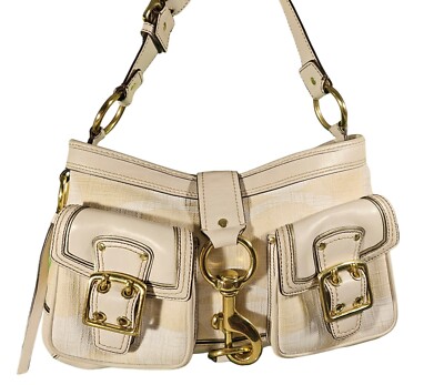 Coach Legacy Signature Ivory and Beige Shoulderbag Handbag Rare