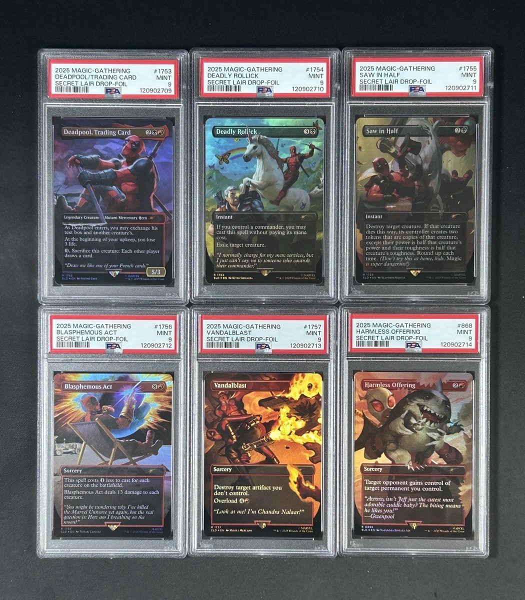 DEADPOOL - RAINBOW FOIL MTG Marvel Secret Lair Complete Set x6 PSA