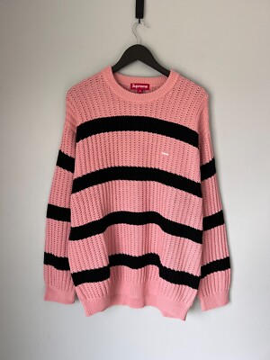 Supreme Loose Gauge Small Box Logo Sweater - Size XL - Pink Stripe