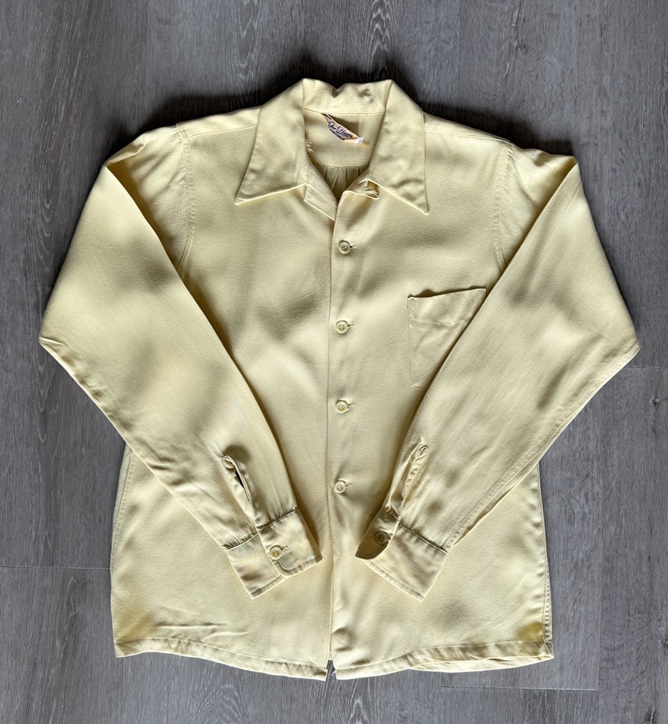 1950s 50s Mens XS Gabardine Loop Collar Shirt True Vintage AMC