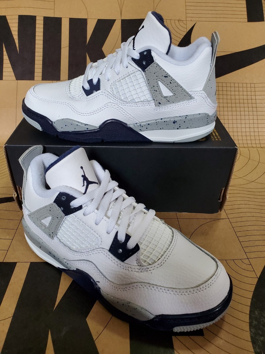Nike Air Jordan 4 Retro PS White “Midnight Navy” BQ7669-140 Size