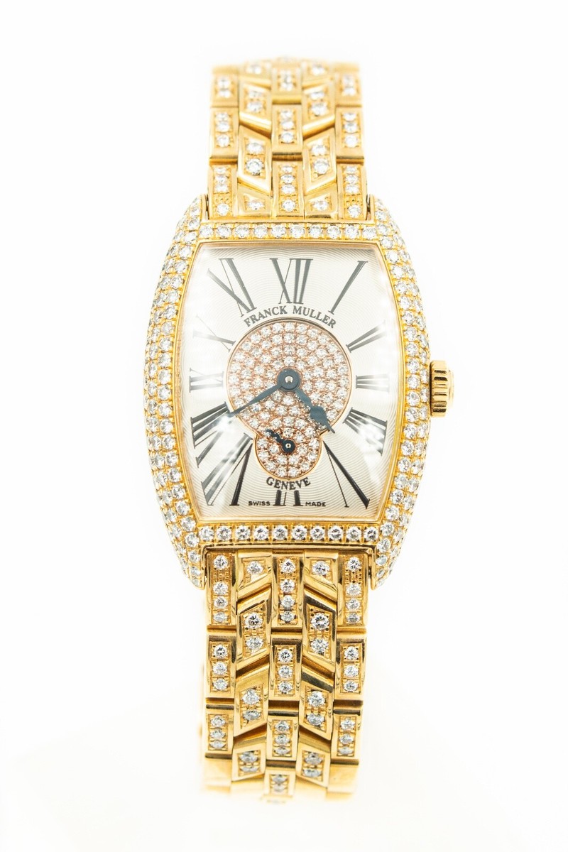 Franck Muller Ladies Cintree Curvex 18k Rose Gold Diamonds
