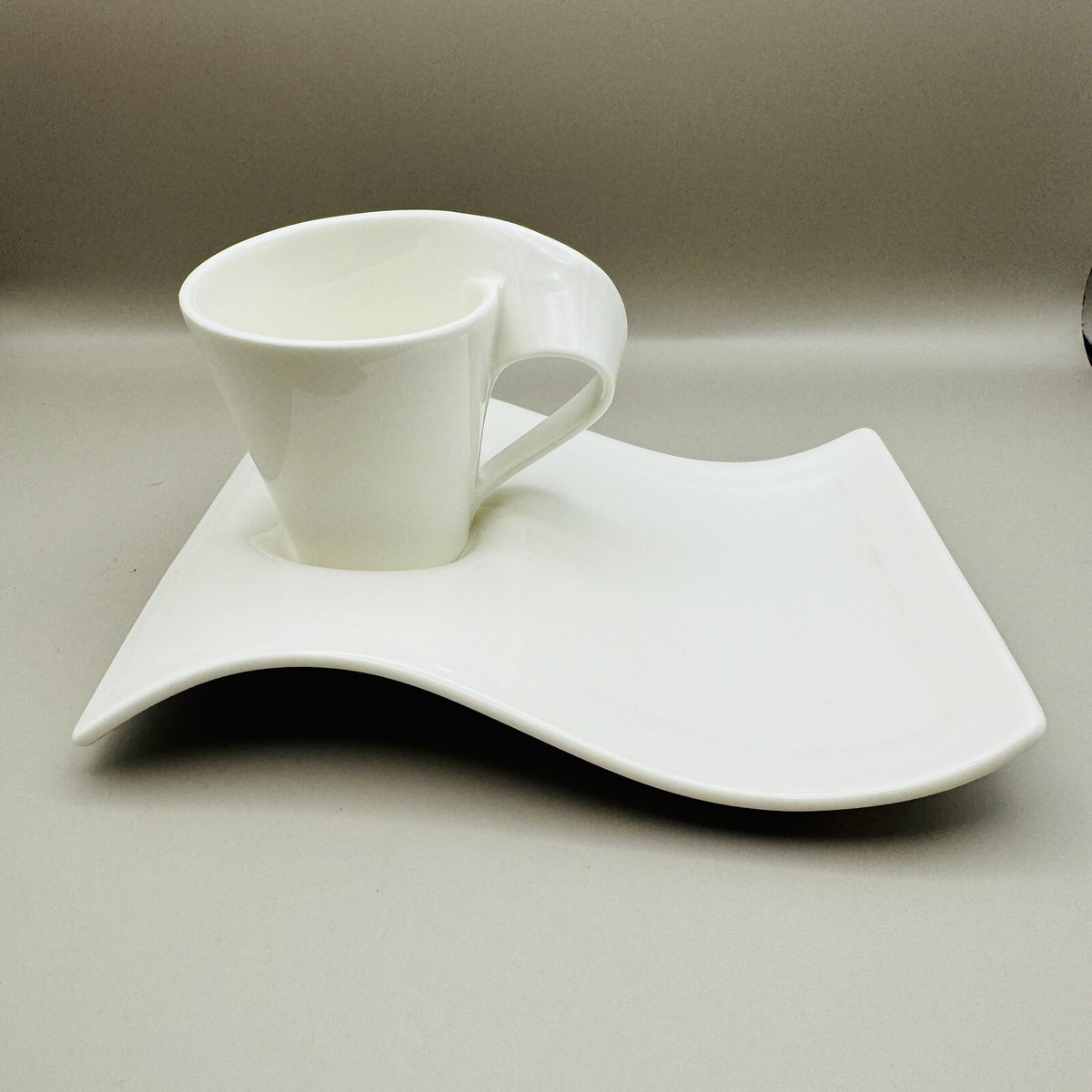 Villeroy & Boch New Wave Cup & Snack Tray Saucer Set White | eBay