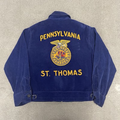 Vintage 70s FFA Arizona Blue Corduroy Jacket Sz 42 Chain Stitch | eBay