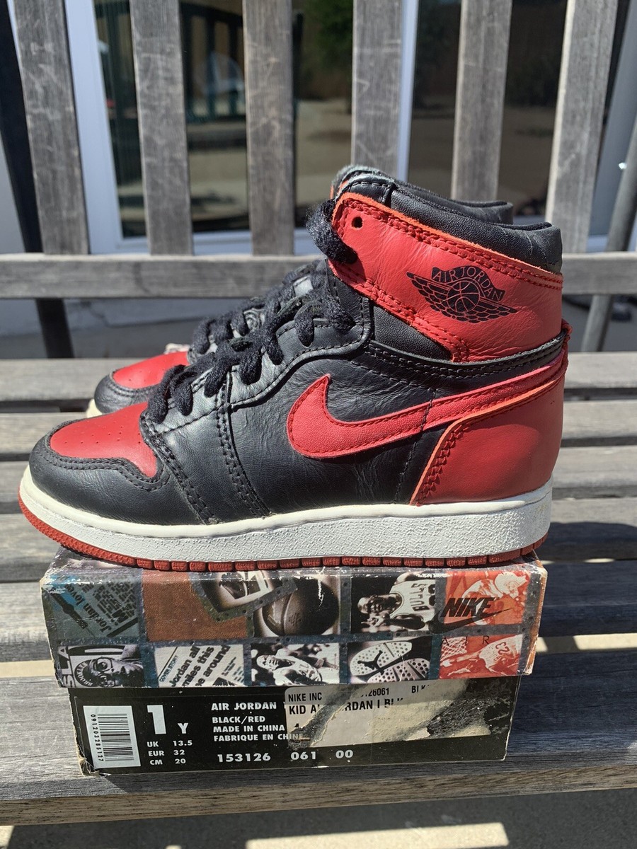 Vtg DS NIKE AIR JORDAN 1 BRED 1994 Sz 1Y chicago Union Trophy SB