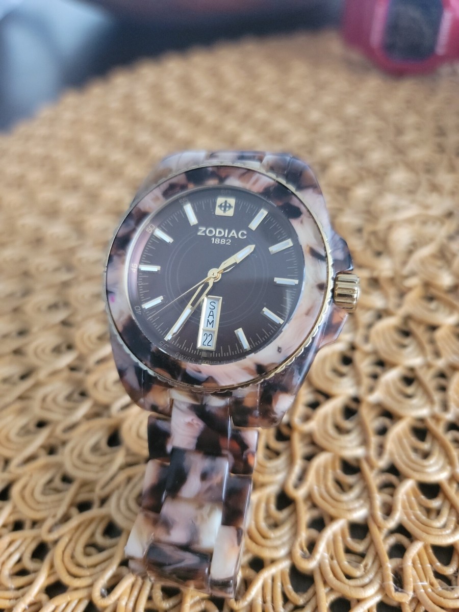 Rare ZODIAC 1882 ZS5550 Ladies Tortoise-Shell Watch WR 330' | eBay