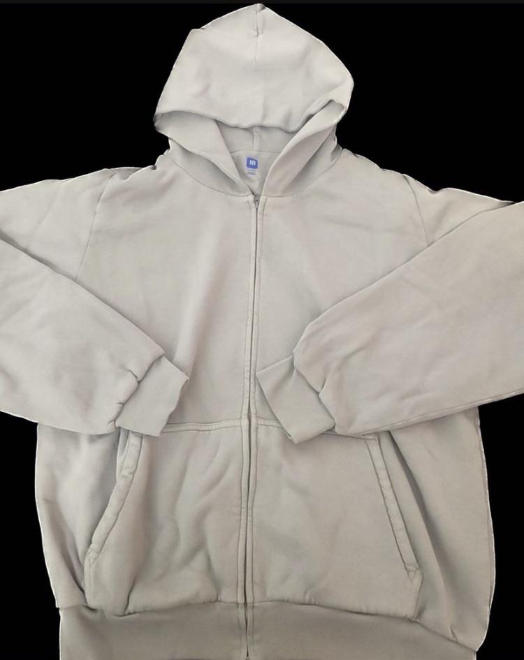 A look at Unreleased Light Grey YZYGAP Zip Up Hoodie (Credit