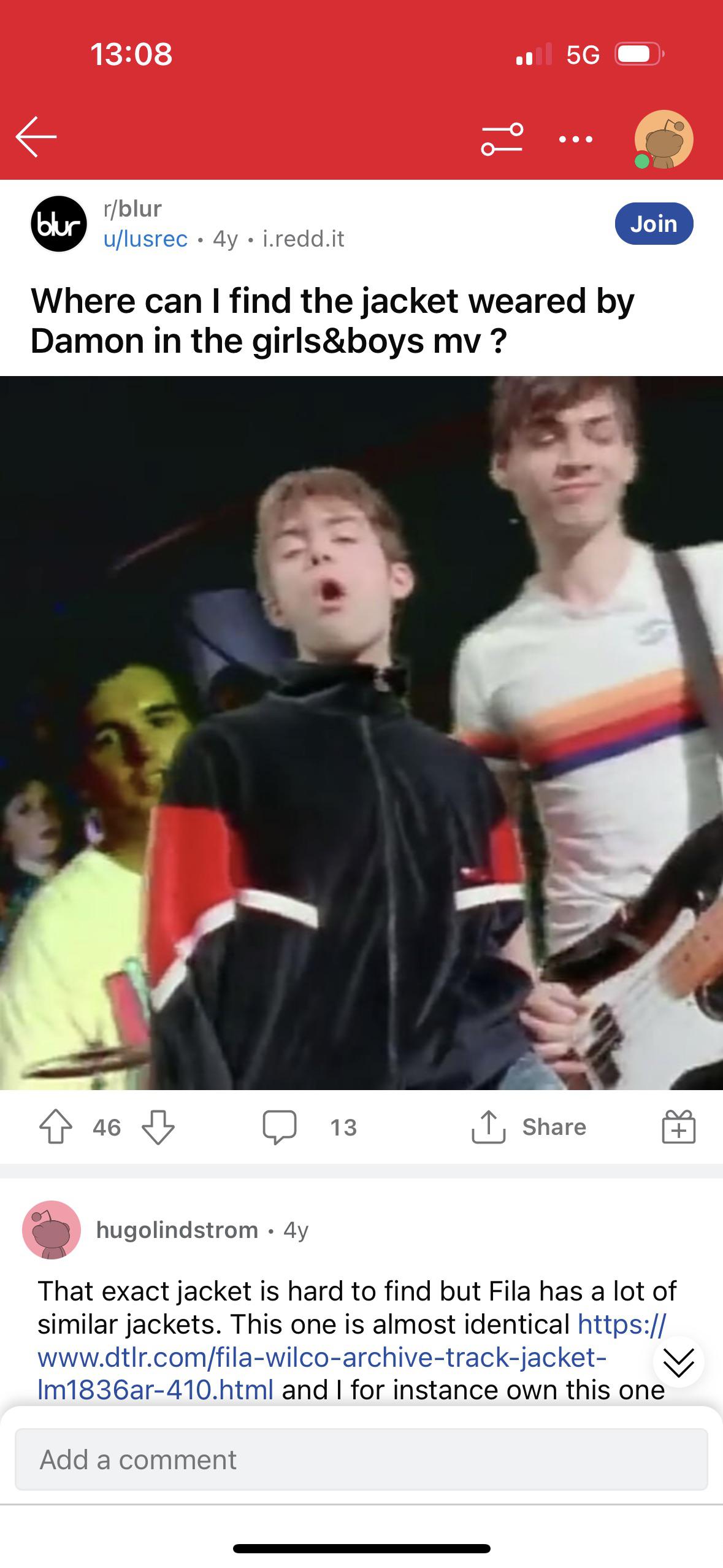 デーモン・アルバーン FILA ジャケット : r/blur