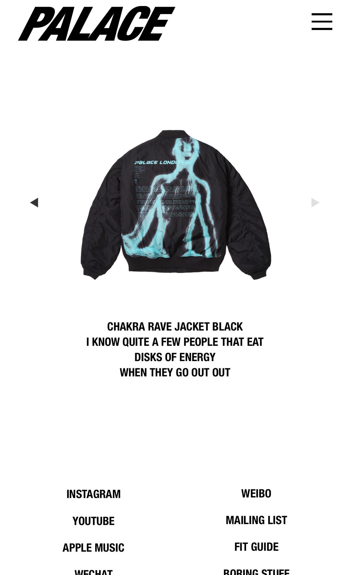 PALACE CHAKRA RAVE JACKET BLACK