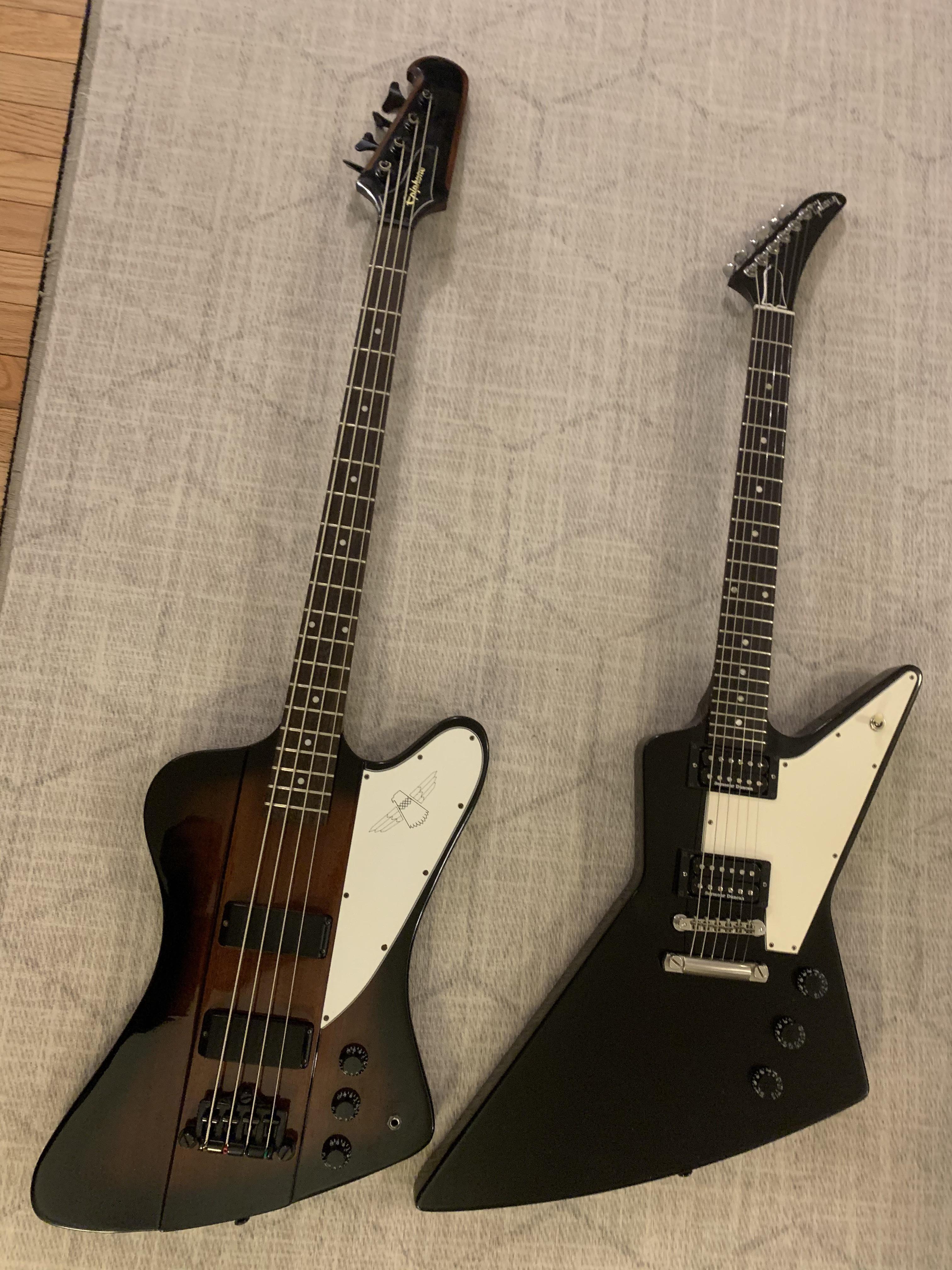 My 2002 Gibson Explorer and 2012 Epiphone Thunderbird. Love them