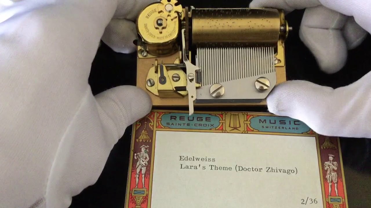 Reuge 2 song 36 note musical movement for music box, plays