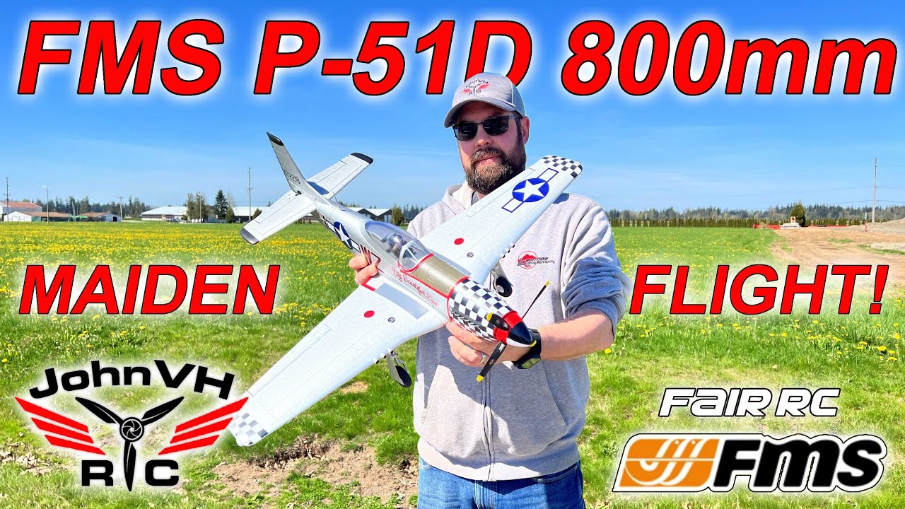 FMS P-51D 800mm MAIDEN FLIGHT! - YouTube